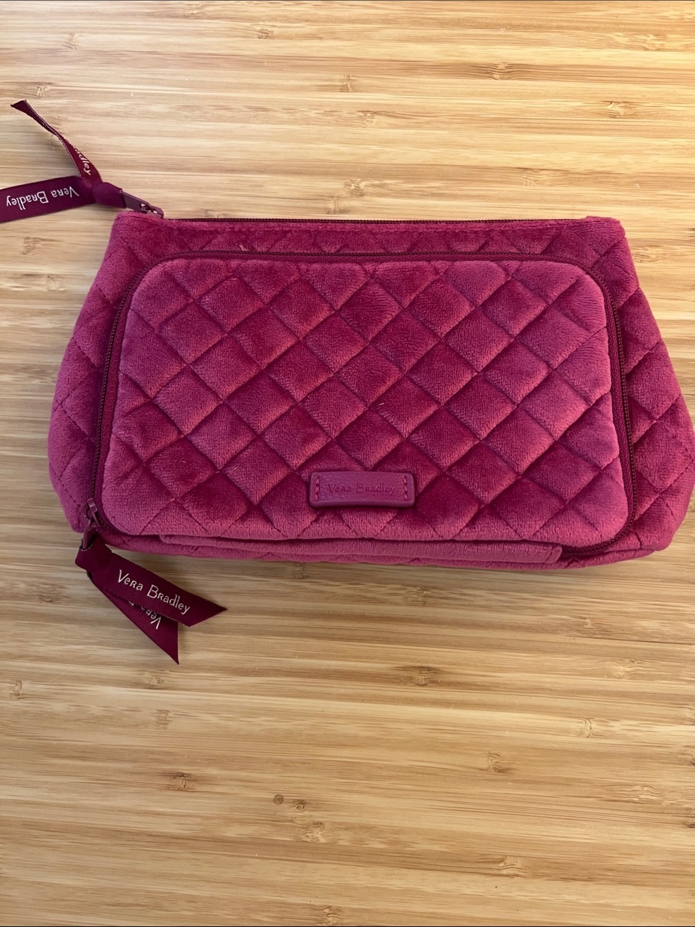 Vera Bradley Quilted Cosmetic Travel Pouch - Berry Pink